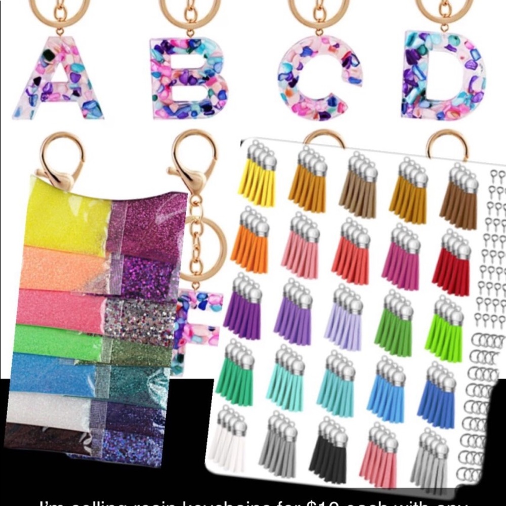 Resin letter keychain